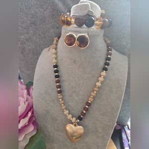 Brown and Gold Jewelry Set